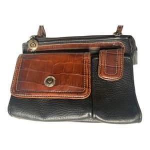 Vintage BRIGHTON Black & Brown Leather Crossbody